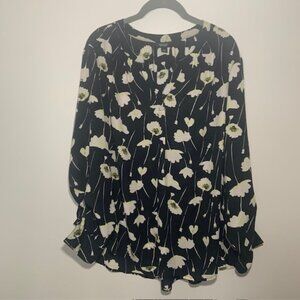 Vera Wang Floral Flowy‎ Classic Workwear Business Casual Blouse - Size XXL